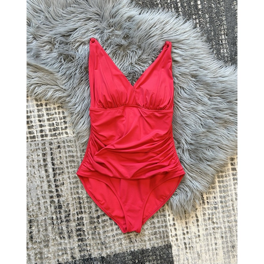 Liz Claiborne Women's Size 14 Red Swimdress Bathing Suit Swim Suit-One Piece